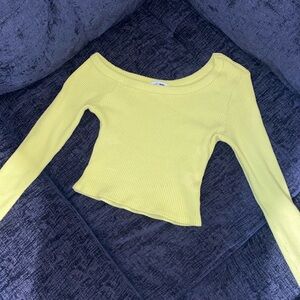 Asymmetrical Green/Yellow Long Sleeve Top